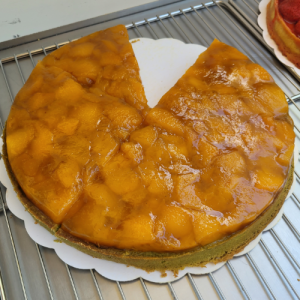 Tarte pêche matcha