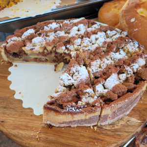 Tarte crumble poire banana chocolat